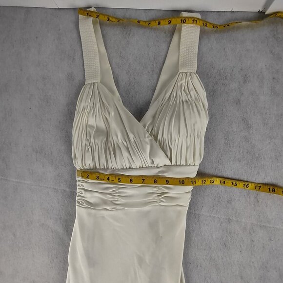 Calvin Klein Ivory Satin Sequin Strap Ruched Bodice Cross Back Maxi Dress M (EST - Picture 8 of 13